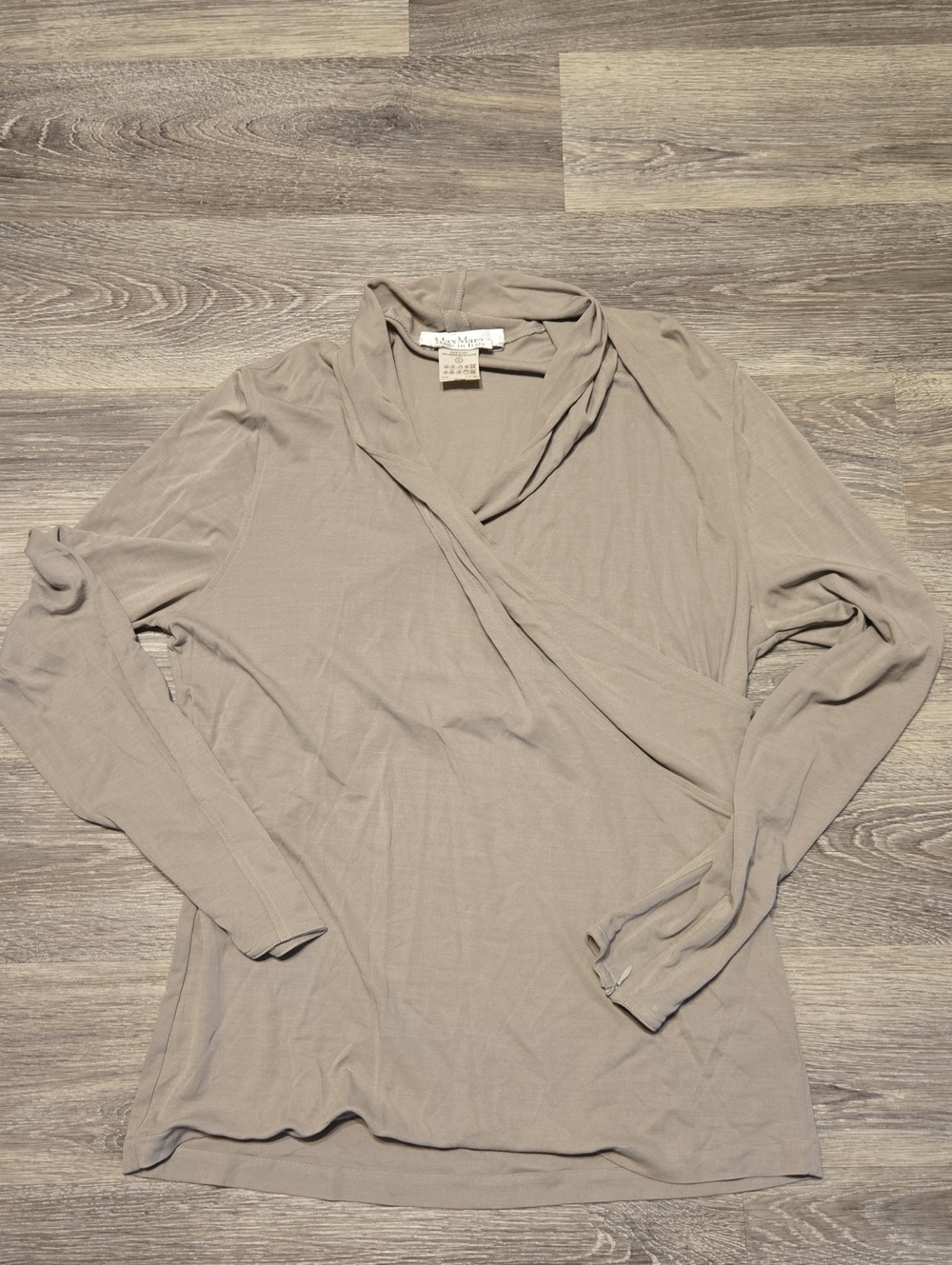 Vintage Max Mara Wrap Style Gray Top Sz Large